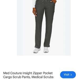 Med Couture Women's Cargo Scrub Pants in Charcoal Gray and top